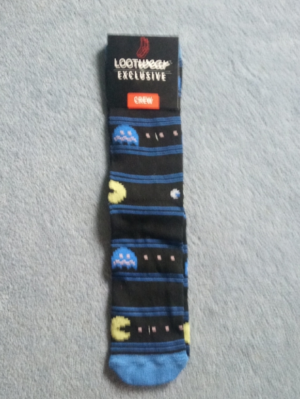 Loot Crate Pac-Man Crew Socks - Black, Blue & Yellow